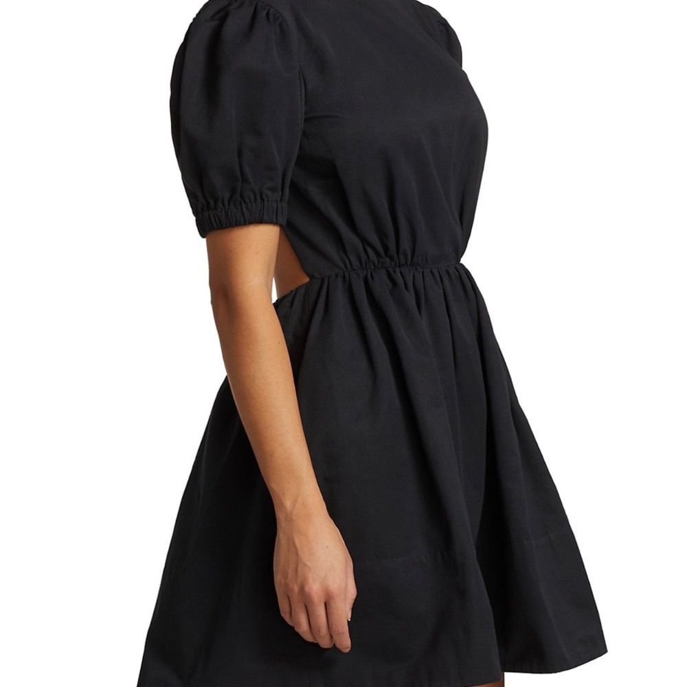 NWT Staud Alix Puff Sleeve Open Back Mini Dress, Sz. 10